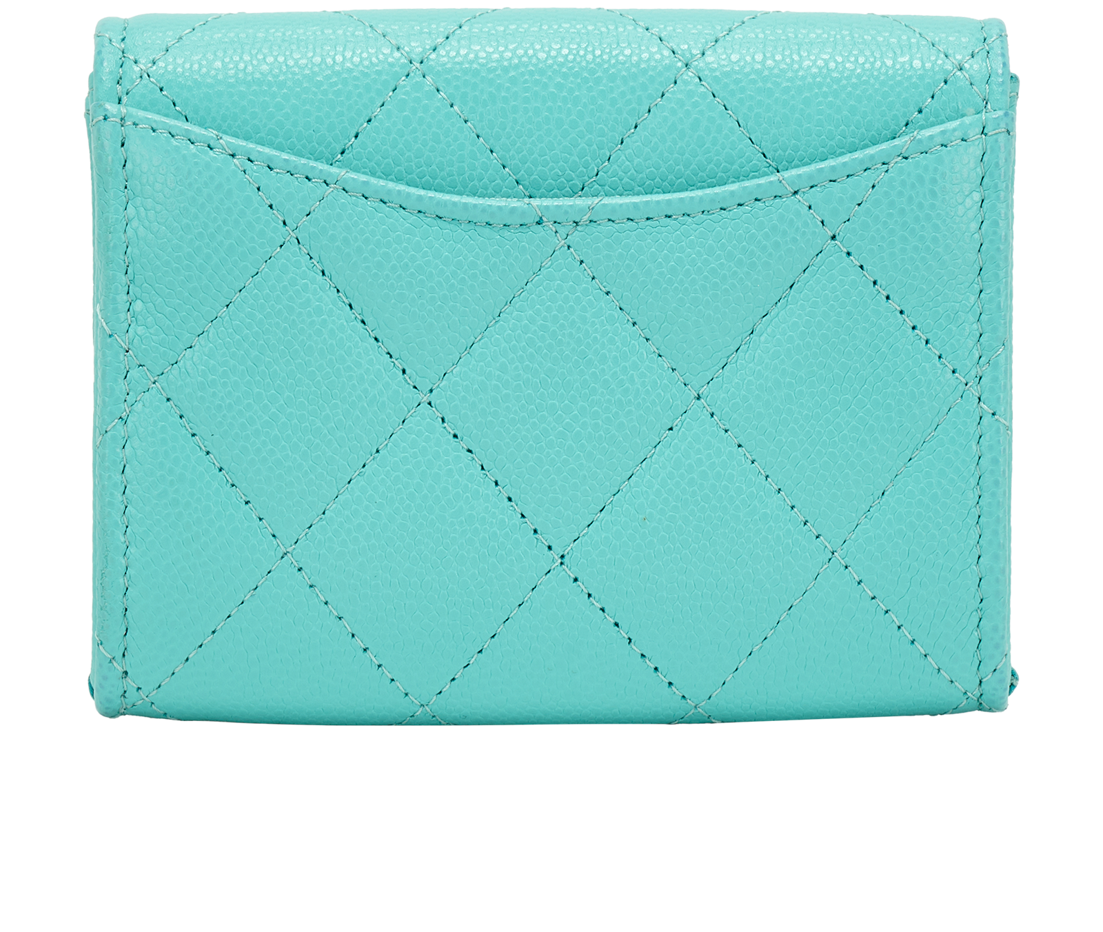 Chanel Classic Flap Cardholder, &pound;495, Accessories, Blue, Caviar Leather, Back view